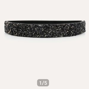Black beaded elastic belt